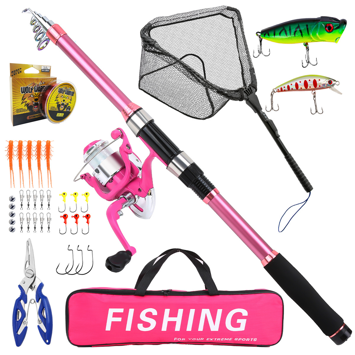 Fishing Line Spooler - Angelruten-Set Komplettset mit Teleskop-Angelrute und Spinnrolle,